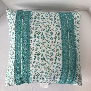 Pioneer Woman‎ Pillow 15" Square Floral and embroidered eyelet turquoise